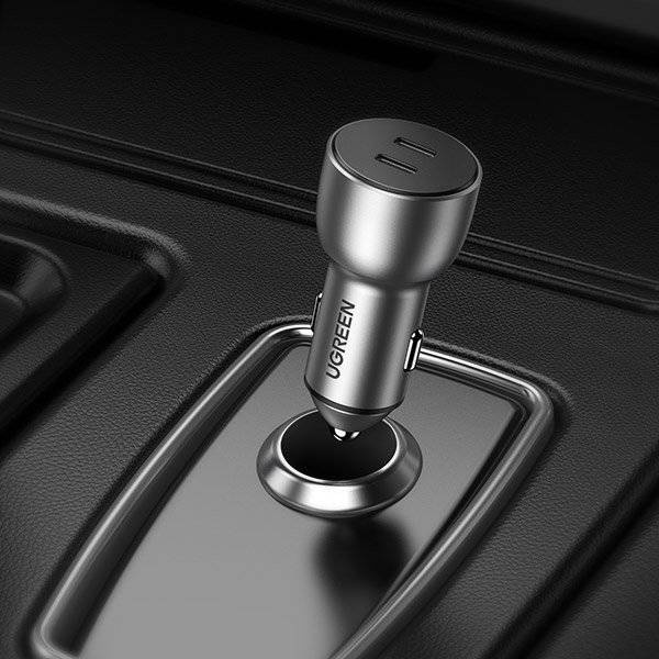 Ugreen fast car charger 2x USB Typ C Quick Charge 4.0 PD 36 W FCP AFC 3 A gray (CD213 70594)