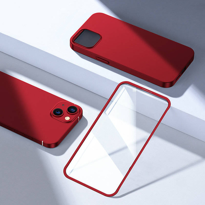 Joyroom 360 Full Case Cover für iPhone 13 Back & Front Cover + Tempered Glass rot (JR-BP927 rot)