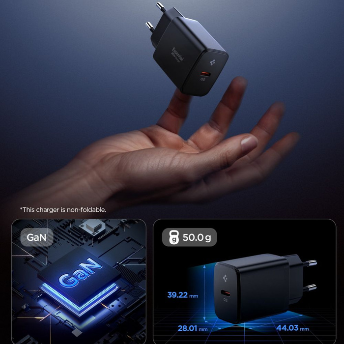 SPIGEN ESSENTIAL EE201EU 1-PORT NETWORK CHARGER 20W BLACK