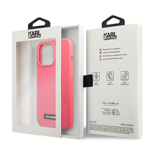 Case KARL LAGERFELD Apple iPhone 13 Pro Max Silicone Plaque Pink Fuchsia Hardcase