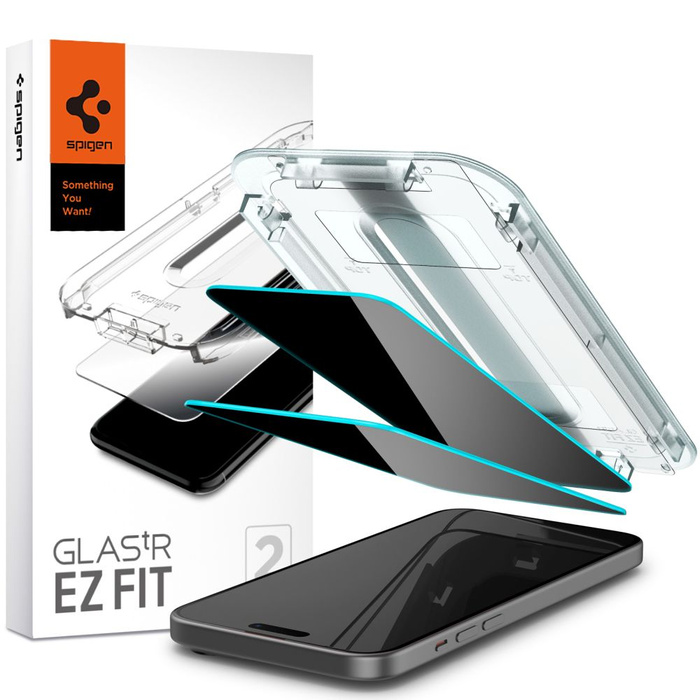Tempered Glass Spigen Glas.tr "ez Fit" 2er-Pack iPhone 15 Plus Datenschutz