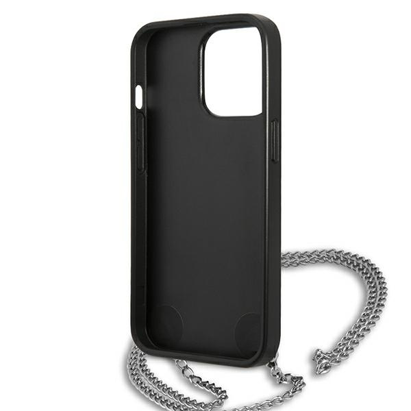 Karl Lagerfeld KLHCP13XPMK iPhone 13 Pro Max 6,7" hartcase schwarz/schwarz Leder strukturiert und Kette