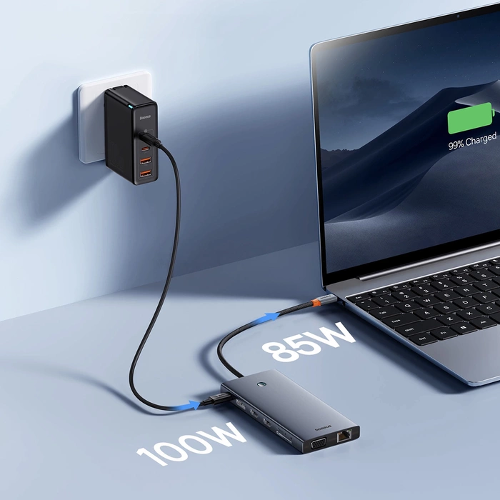 HUB Baseus PortalJoy Series 13in1 USB-C - 2x HDMI / DP / VGA / USB-A 3.1 / USB-C 3.1 / USB-A 2.0 / PD / RJ45 / SD / TF / AUX - gray