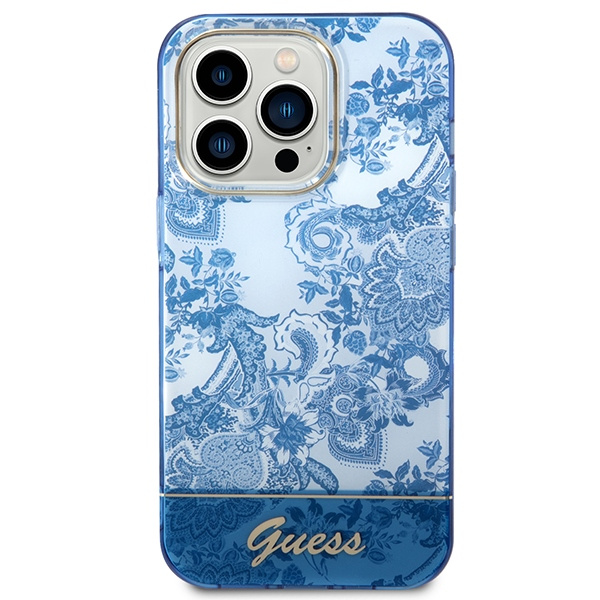 Hülle Guess iPhone 14 Pro Max 6.7" blau/blau hartcase Porzellan Kollektion
