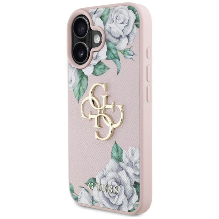 Etui Guess Grained Roses Big 4G logo do  iPhone 16 różowy