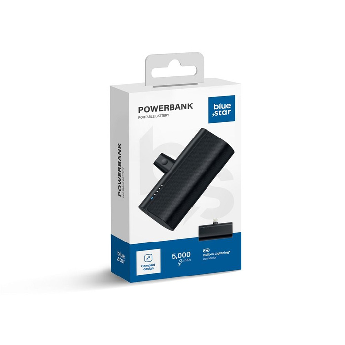 Powerbank Blue Star W0556P 2,1A 5000 mAh z wbudowanym złączem Lightning czarny