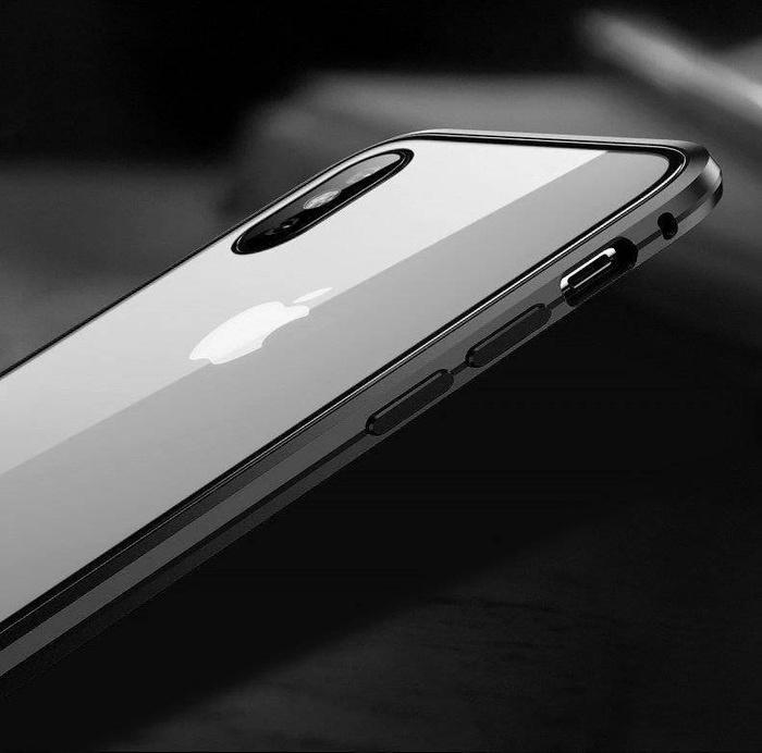 Wozinsky Full Magnetic Case 360 Magnetické pouzdro Přední a zadní kryt s vestavěným sklem Vivo X60 Black-Transparent