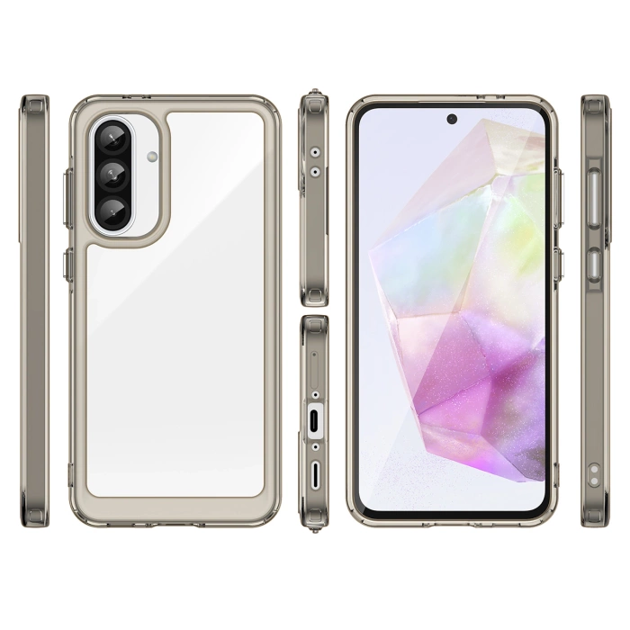 Outer Space Case für Samsung Galaxy A26 Cover mit flexiblem Rahmen - Halbtransparent, Schwarz