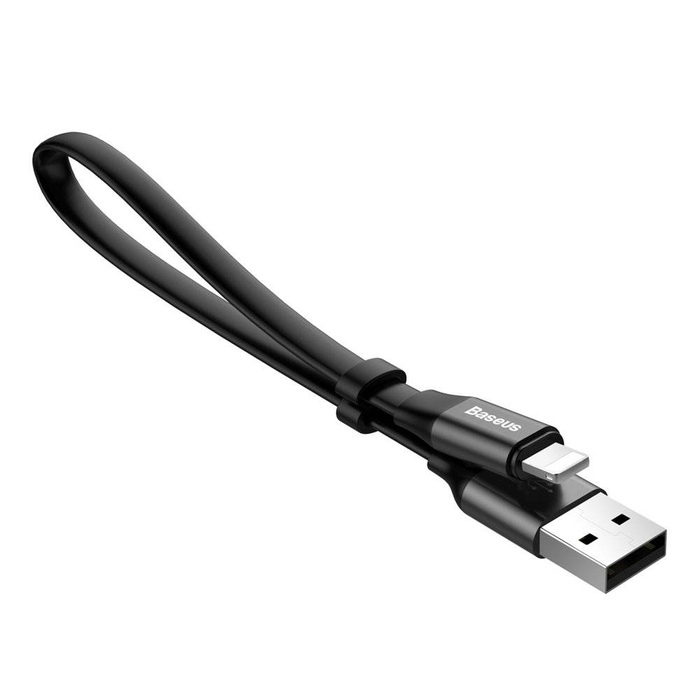 Baseus Nimble Flat Portable USB / Lightning Cable with Buckle 2A 0,23M black (CALMBJ-B01)