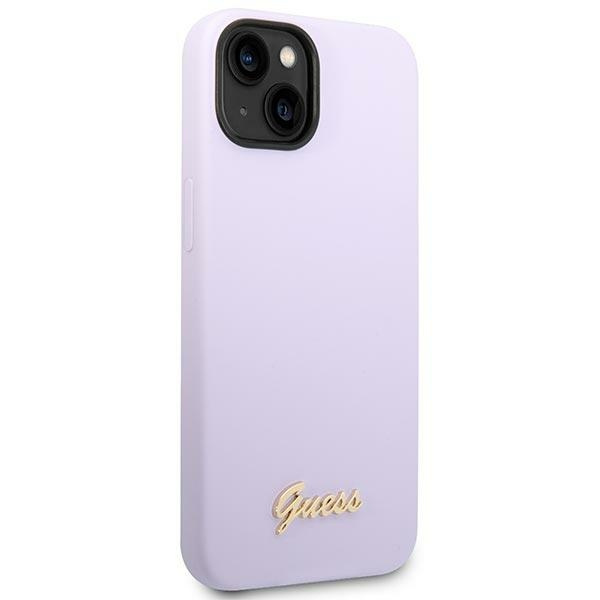 Hülle Guess iPhone 14 6.1" lila/violett hart case Silikon Vintage Gold Logo