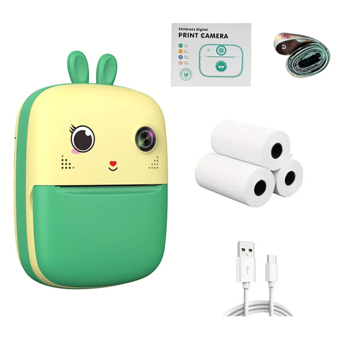 Mini-Thermodrucker für Kinder mit Kamera und Camcorder – grün