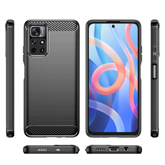 Karbon Case flexibilní pouzdro kryt Xiaomi Redmi Note 11T 5G / Redmi Note 11S 5G / Poco M4 Pro 5G černý