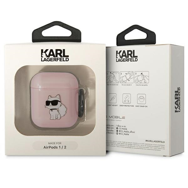 Karl Lagerfeld KLA2HNCHTCP Airpods 1/2 cover rosa/rosa Iconic Choupette