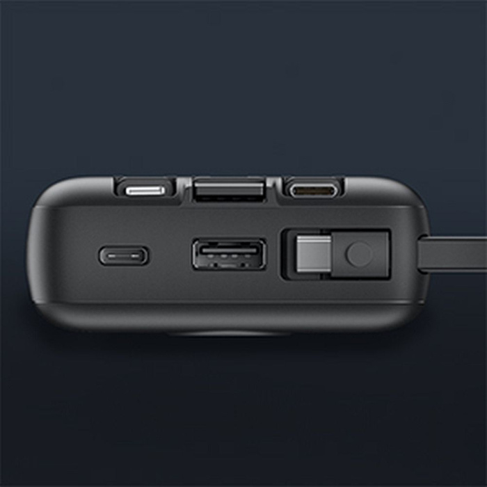 Powerbank Veger C20 (W2047 / W2059) 20000 mAh z wbudowanymi kablami Micro USB / Typ C / Lightning czarny