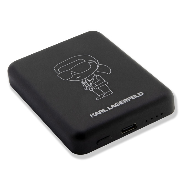 Karl Lagerfeld Induktions-Powerbank KLPBMKIOTTGK 5W 3000mAh schwarz/schwarz Ikonik MagSafe
