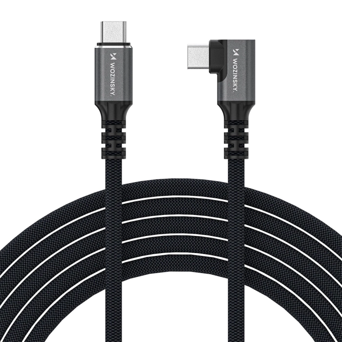 Kabel kątowy Wozinsky WPS1-UY41S USB-C Thunderbolt 4 240W 1,5m 4K - czarny