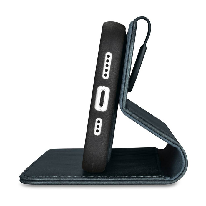 iCarer Oil Wax Wallet Case 2in1 Custodia iPhone 14 Flip Cover in pelle Anti-RFID blu (WMI14220721-BU)