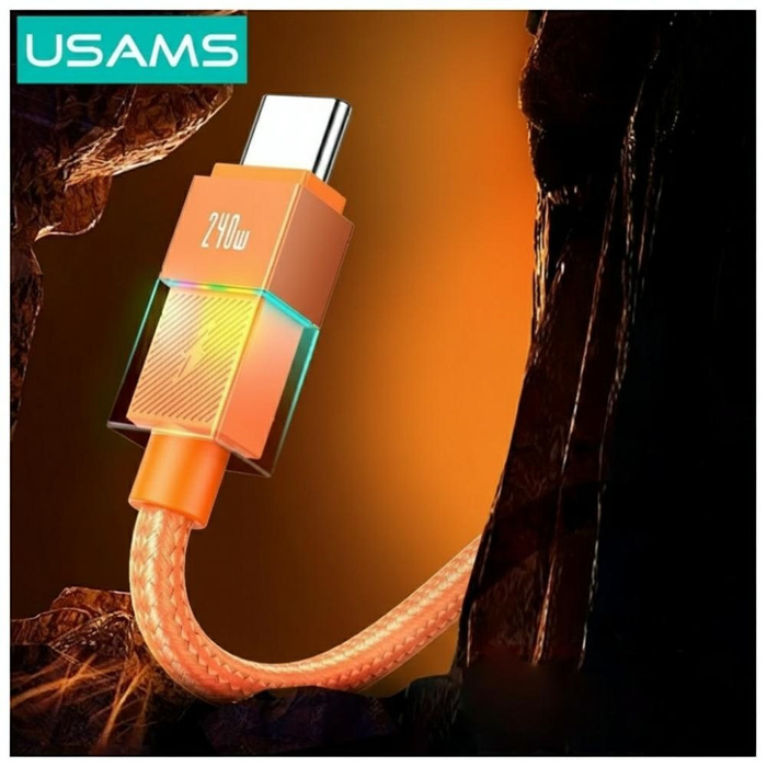 Kabel USAMS U93 240W USB-C do USB-C 1.2m pomarańczowy