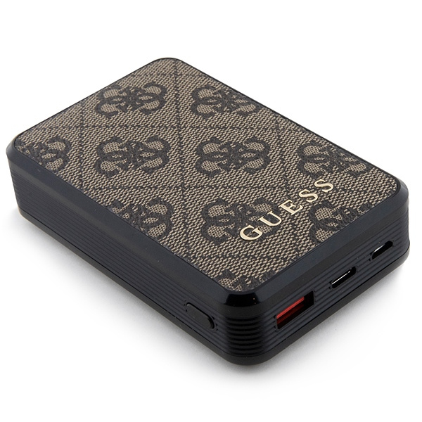 Guess Powerbank 18W GUPB10DP4GEGW 10000mAh marron/marron 4G Leather Metal Logo