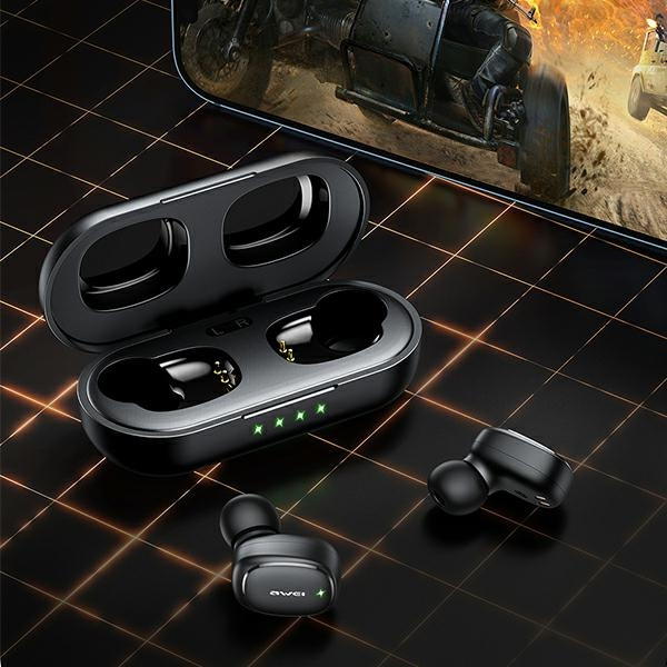 AWEI headphones Bluetooth 5.1 T13 Pro TWS + docking station black/black