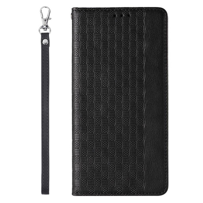 Custodia con cinturino magnetico Custodia per iPhone 14 Plus Flip Wallet Mini Lanyard Stand nero