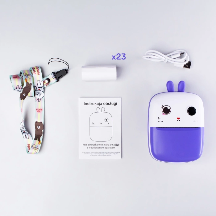 Mini-Thermodrucker für Kinder mit Kamera und Camcorder – lila