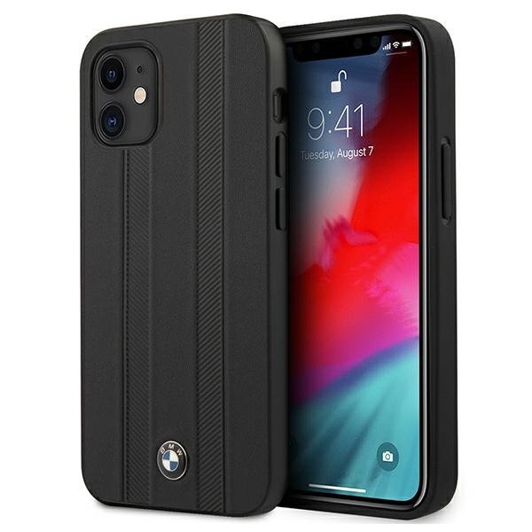 Pouzdro BMW Apple iPhone 12 Mini Signature Sedadlo BMHCP12STTBK Černý pevný kufr