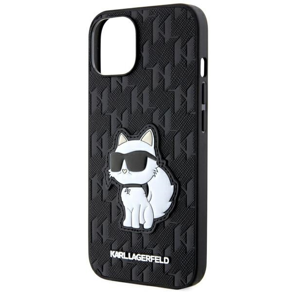 Hülle Karl Lagerfeld KLHCP14SSAKHPCK iPhone 14 6,1" schwarz/schwarz Saffiano Monogramm Choupette Case