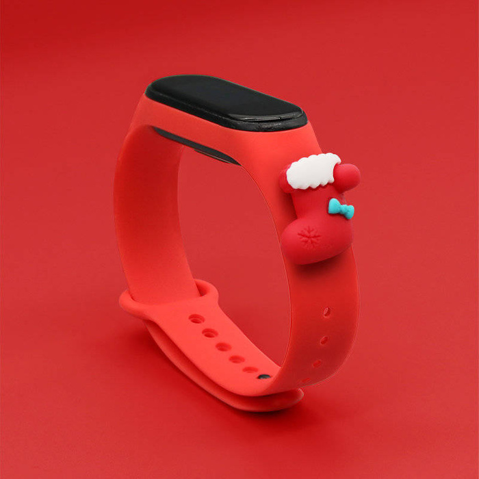 Strap Xmas band pour Xiaomi Mi Band 4 / Mi Band 3 festive silikonouveau bracelet bracelet rouge (sock)