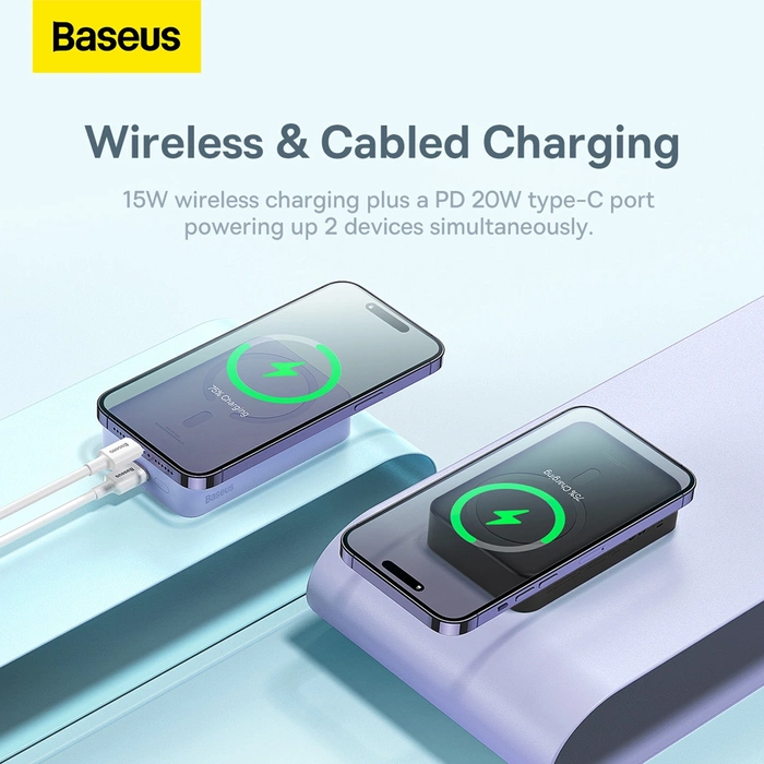 Powerbank Baseus Magnetic Mini 20000 mAh 20W - czarny + kabel USB-C / USB-C