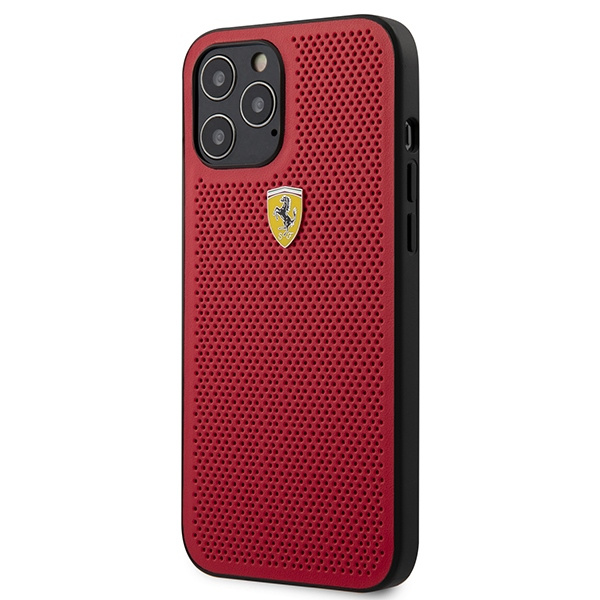 Case FERRARI Apple iPhone 12 Pro Max On Track Perforated Red Hardcase