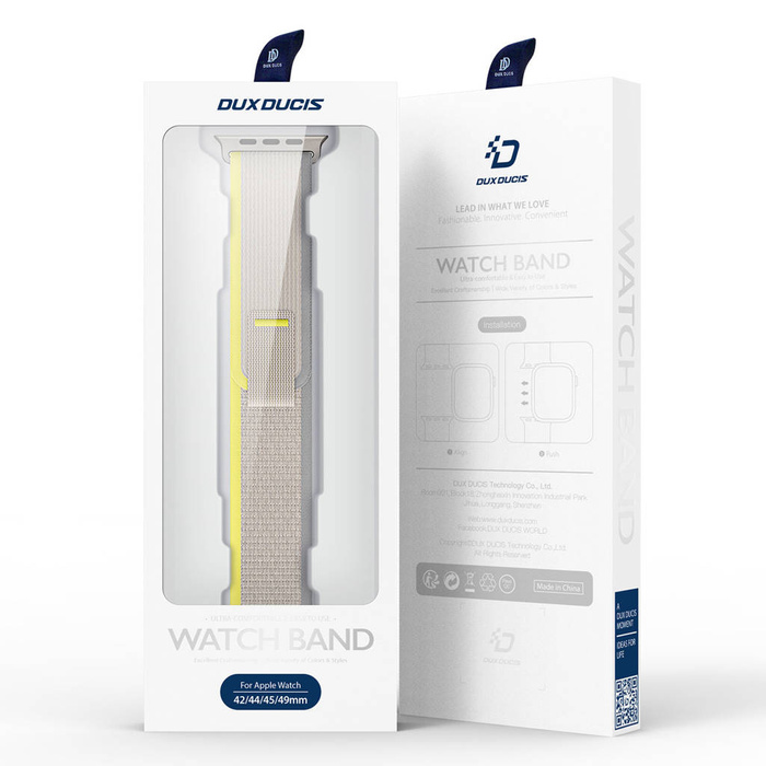 Velcro Sports Strap for Apple Watch Ultra/8/7/6/SE/5/4/3/2/1 (42, 44, 45, 49 mm) Dux Ducis Strap YJ Version - Yellow-Beige
