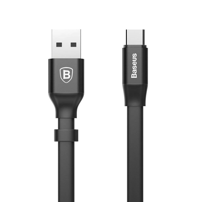 Câble plat Baseus Nimble Câble USB / USB-C avec support 2A 0.23M noir (CATMBJ-01)