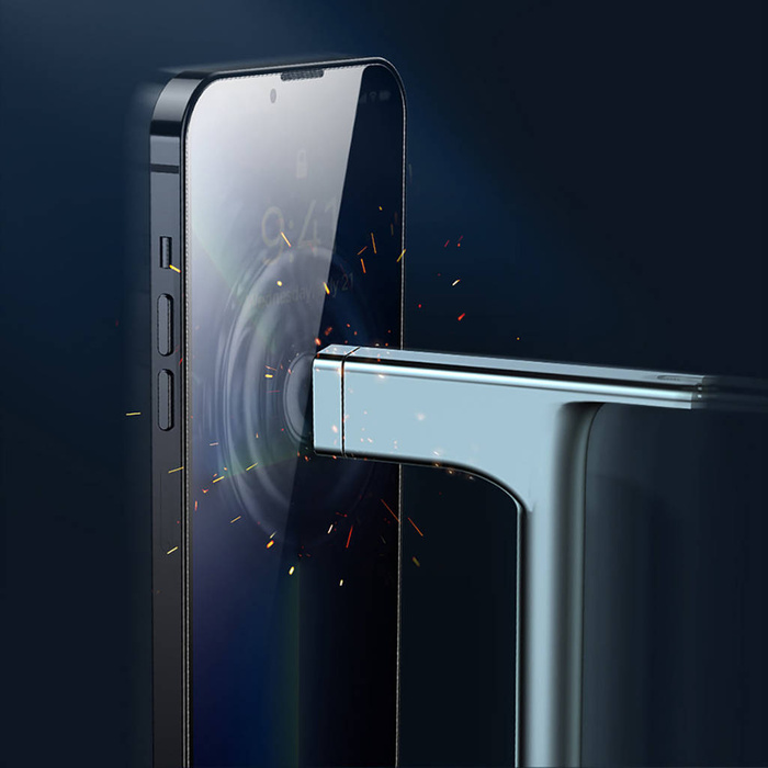 Baseus 2x Panzerglas für iPhone 12 Pro / iPhone 12 mit Lautsprecherabdeckung + Positionierer (SGBL060702) (case friendly)