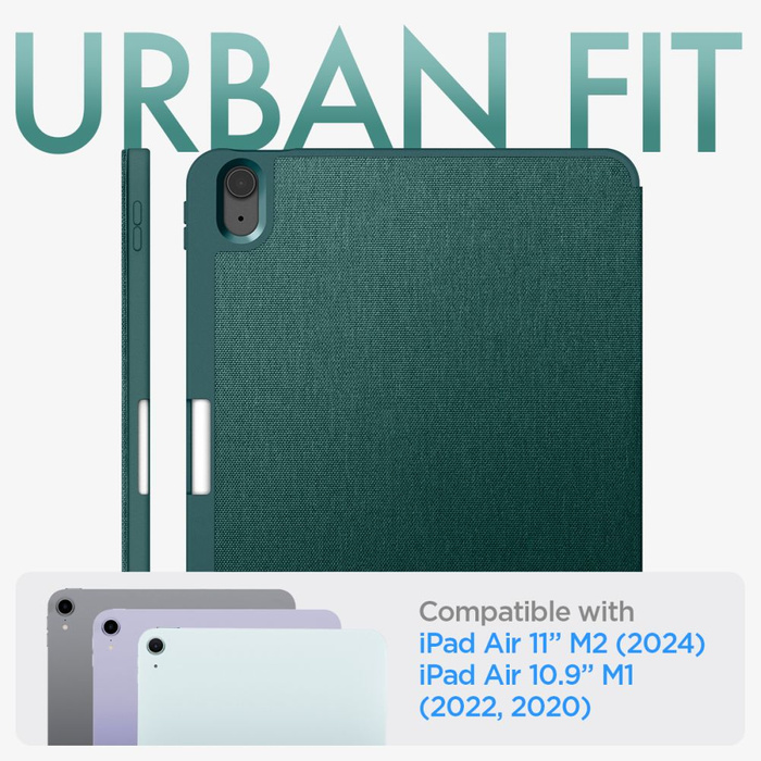 Funda Spigen iPad Urban Fit Air 10.9 4 / 5 / 2020-2022 / 6 7 / 2024-2025 Verde medianoche Case