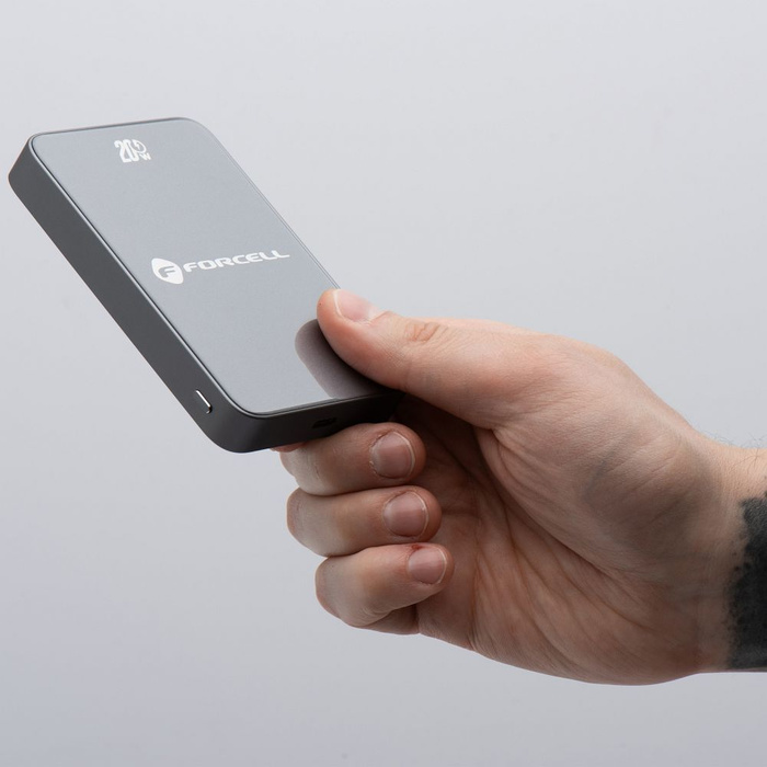 Powerbank zgodny z MagSafe Forcell F-Energy SuperSlim F10K8 QC4.0 PD3.0 15W 10000 mAh szary 0INT