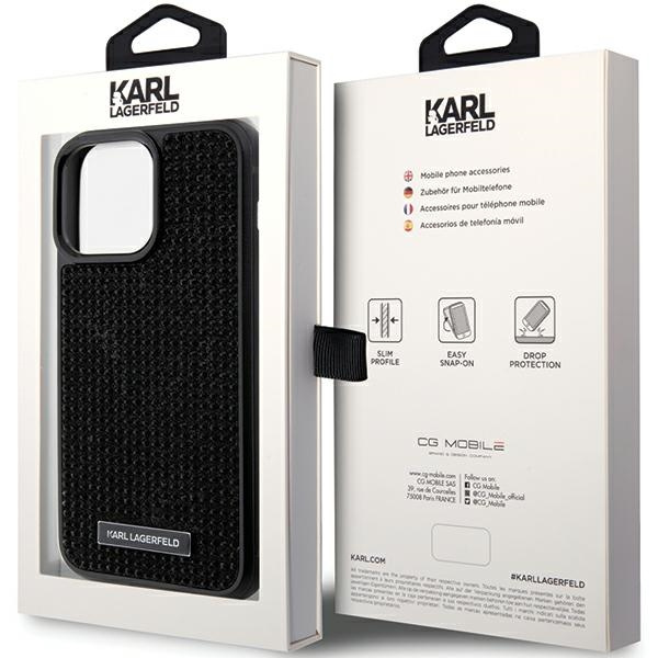 Karl Lagerfeld KLHCP15XHDSPLK iPhone 15 Pro Max 6.7" negro/negro durocase Rhinestone Logo Placa metálica