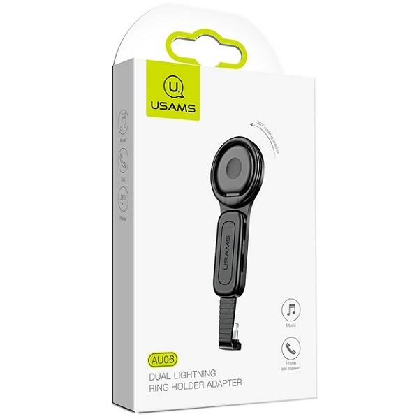 Adaptador de anillos USAMS Lightning 2 en 1 Negro