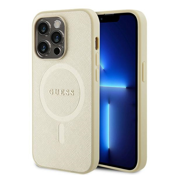 Hülle Guess GUHMP15LPSAHMCB iPhone 15 Pro 6.1" gold/gold hartcase Saffiano MagSafe Case