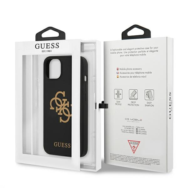 Cover Guess GUHCP13MLS4GGBK iPhone 13 6.1" nero/nero custodia rigida Silicone 4G Logo