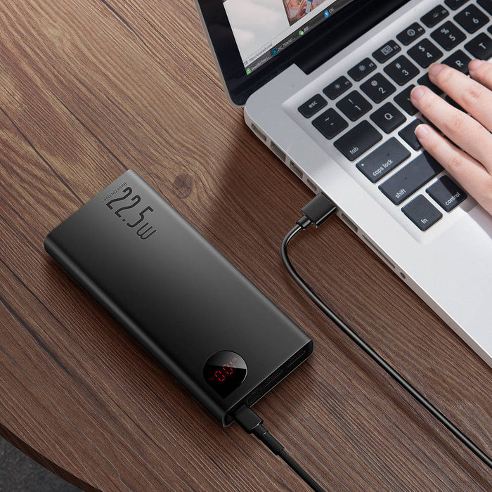 Batterie externe Baseus Adaman avec charge rapide 20000mAh 22.5W + câble USB C 3A 0.3m noir