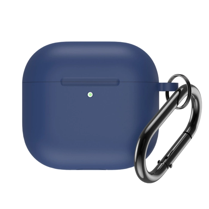 Silikonhülle für Airpods 4 mit Karabiner – blau