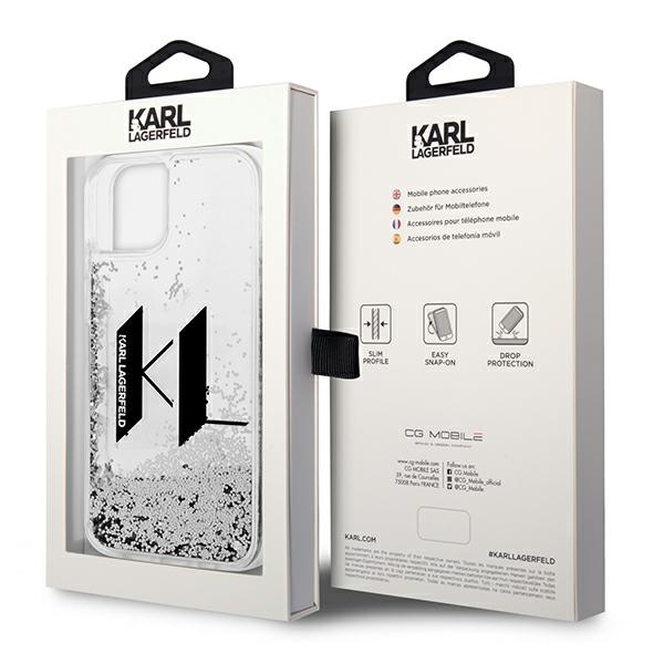 Hülle Karl Lagerfeld iPhone 14 6,1" silber/silber hartcase Liquid Glitter Big KL