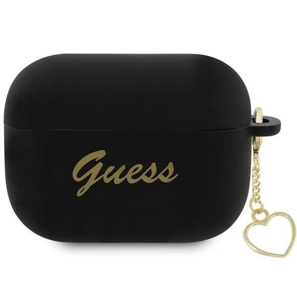 Coque Guess GUAP2LSCHSK Housse AirPods Pro 2 noir/noir Silicone Charm Heart Collection Case