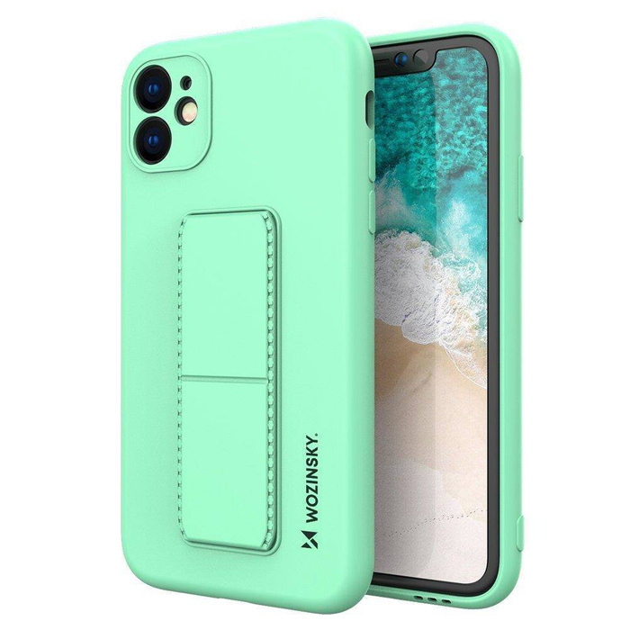 Wozinsky Kickstand Case flexible silicone cover with a stand iPhone 12 Pro Max mint