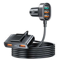 Cargador de coche rápido Joyroom con cable alargador 45W 5xUSB-A negro (JR-CL03 Pro)