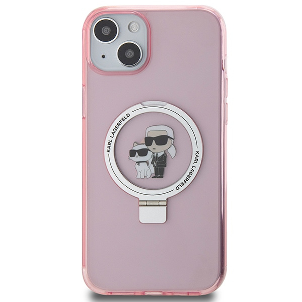 Hülle Karl Lagerfeld KLHMP15SHMRSKCP iPhone 15 6.1" rosa/rosa hartcase Ring Stand Karl&amp;Choupettte MagSafe Case