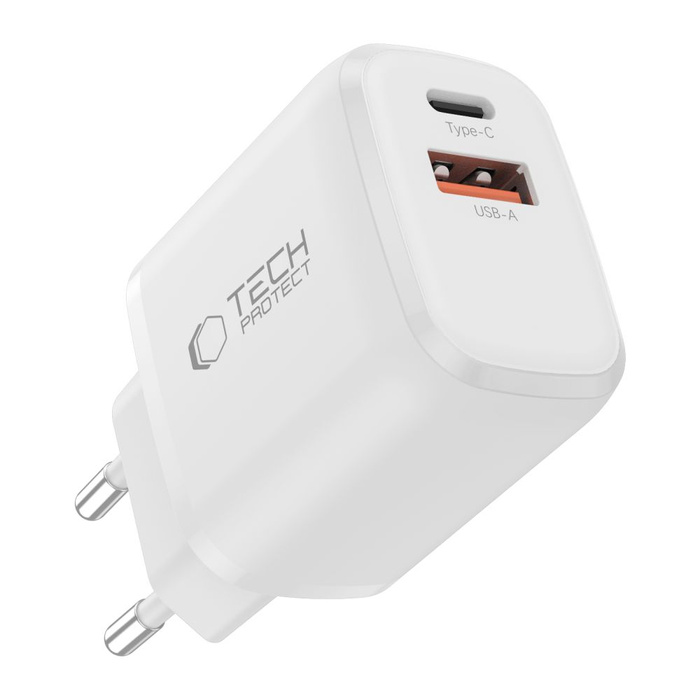 TECH-PROTECT NCA45W-GAN 2-PORT NETWORK CHARGER PD 45W / QC3.0 WHITE