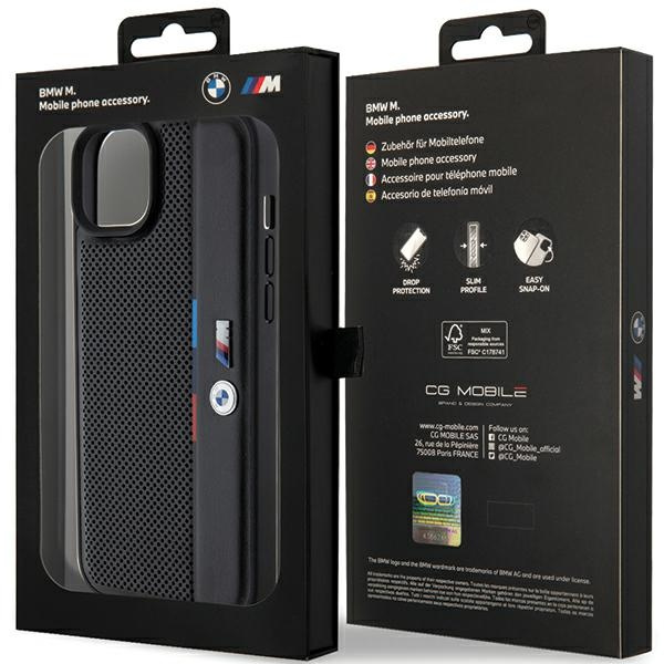 Hülle Bmw Bmhcp15m23pupvk IPhone 15 Plus / 14 Plus 6,7" Schwarz/Schwarz Hartcase Perforierte Tricolor Linie Case