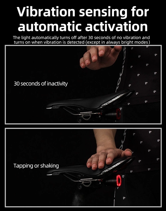 Rockbros Q5 rear bicycle light with intelligent stop system - black